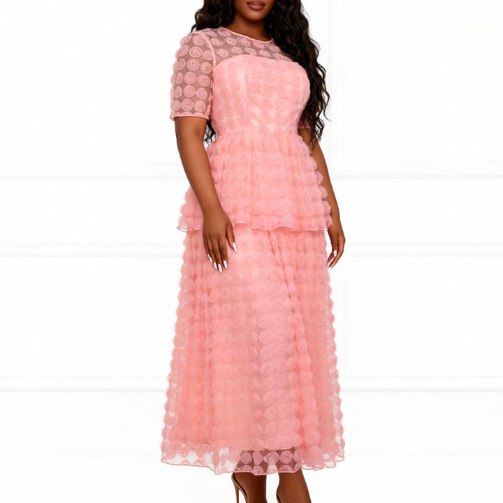 Damen Elegantes Maxi-Kleid mit floralem Volant-Design Echo Archiv