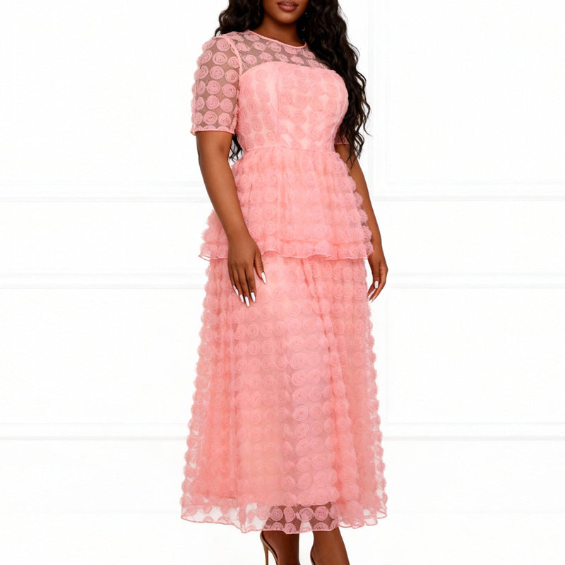 Damen romantisches Tüllkleid mit floralem Design und schichten Echo Archiv