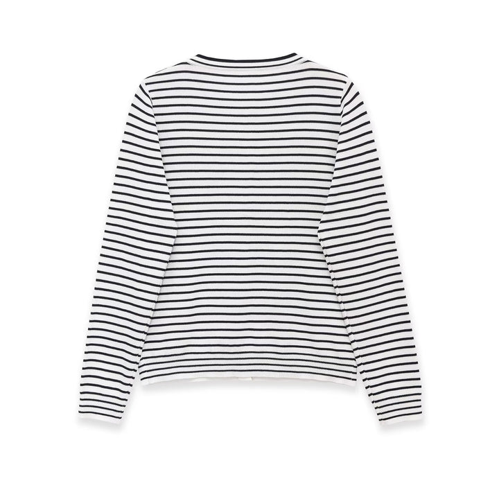 Damen Feinstrick-Cardigan mit maritimem Streifenmuster und Knopfleiste Echo Archiv