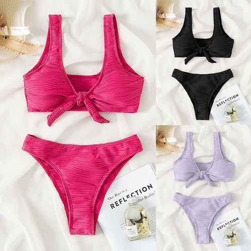 Damen Bikini-Set mit Knotenverschluss und hoch geschnittenem Höschen Echo Archiv