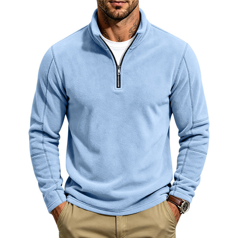 Herren Fleece-Pullover mit kurzem Reißverschluss und Stehkragen Echoarchiv