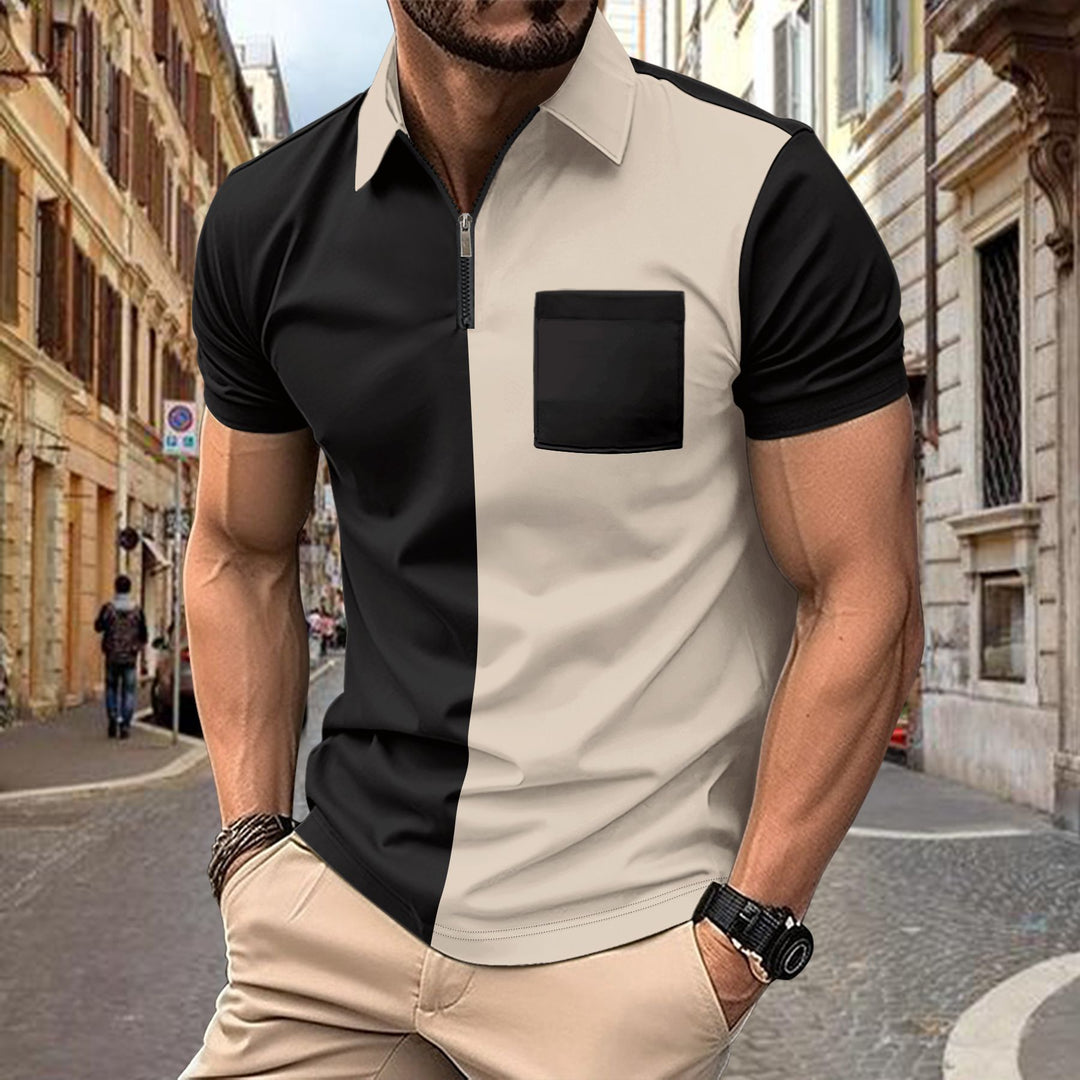 Herren Polohemd mit modernem Zip-Kragen und praktischer Brusttasche Echoarchiv