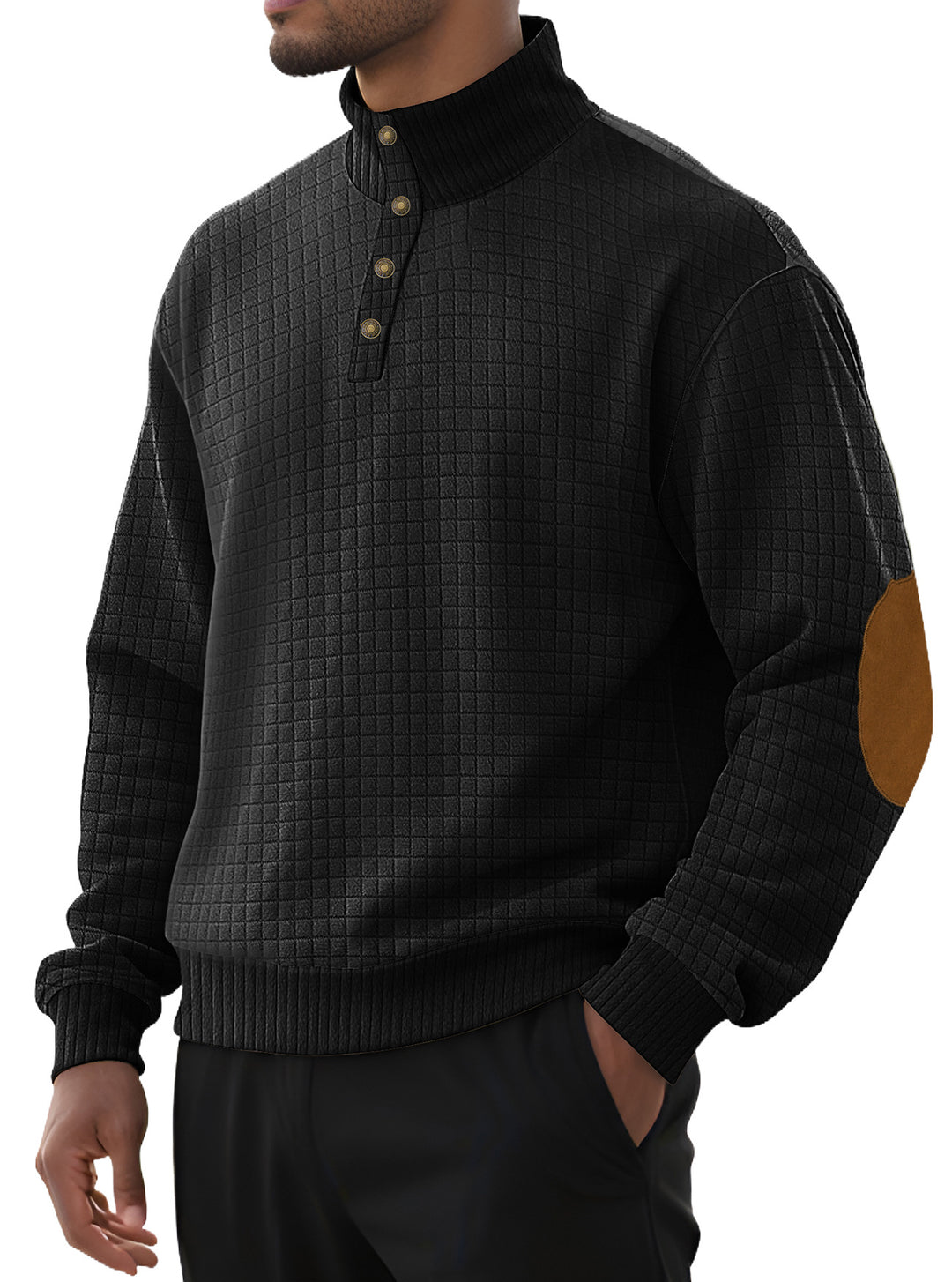 Herren Pullover mit strukturiertem Design und Knopfleiste Echoarchiv
