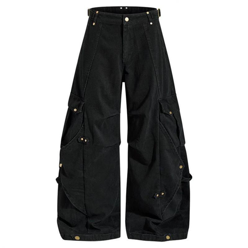 Damen weite Cargo‑Culotte‑Hose mit verstellbaren Riemen, großen Klappentaschen und Ballon‑Silhouette Echoarchiv