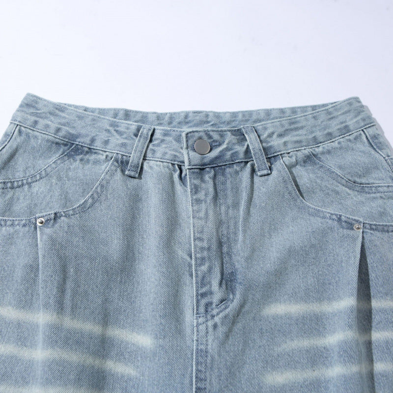 Damen Weite High‑Waist Jeans im Vintage‑Denim mit Used‑Effekt Echo Archiv