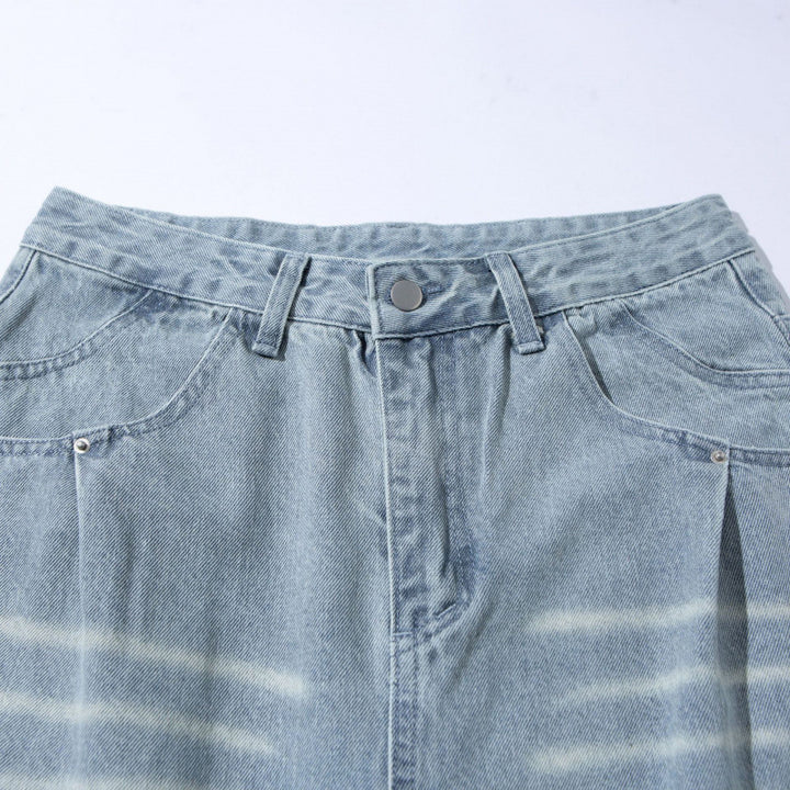Damen Weite High‑Waist Jeans im Vintage‑Denim mit Used‑Effekt Echo Archiv