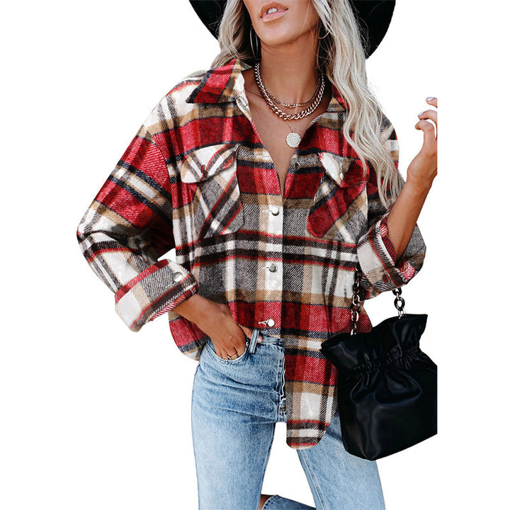 Damen Oversized Hemdjacke im karrierten Flanell-Look mit Brusttaschen Echo Archiv