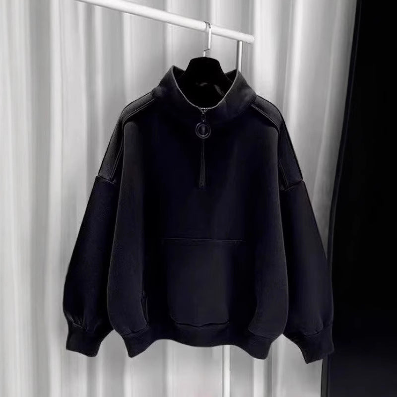 Damen Sportlicher Hochkragen Pullover mit Reißverschluss Echoarchiv
