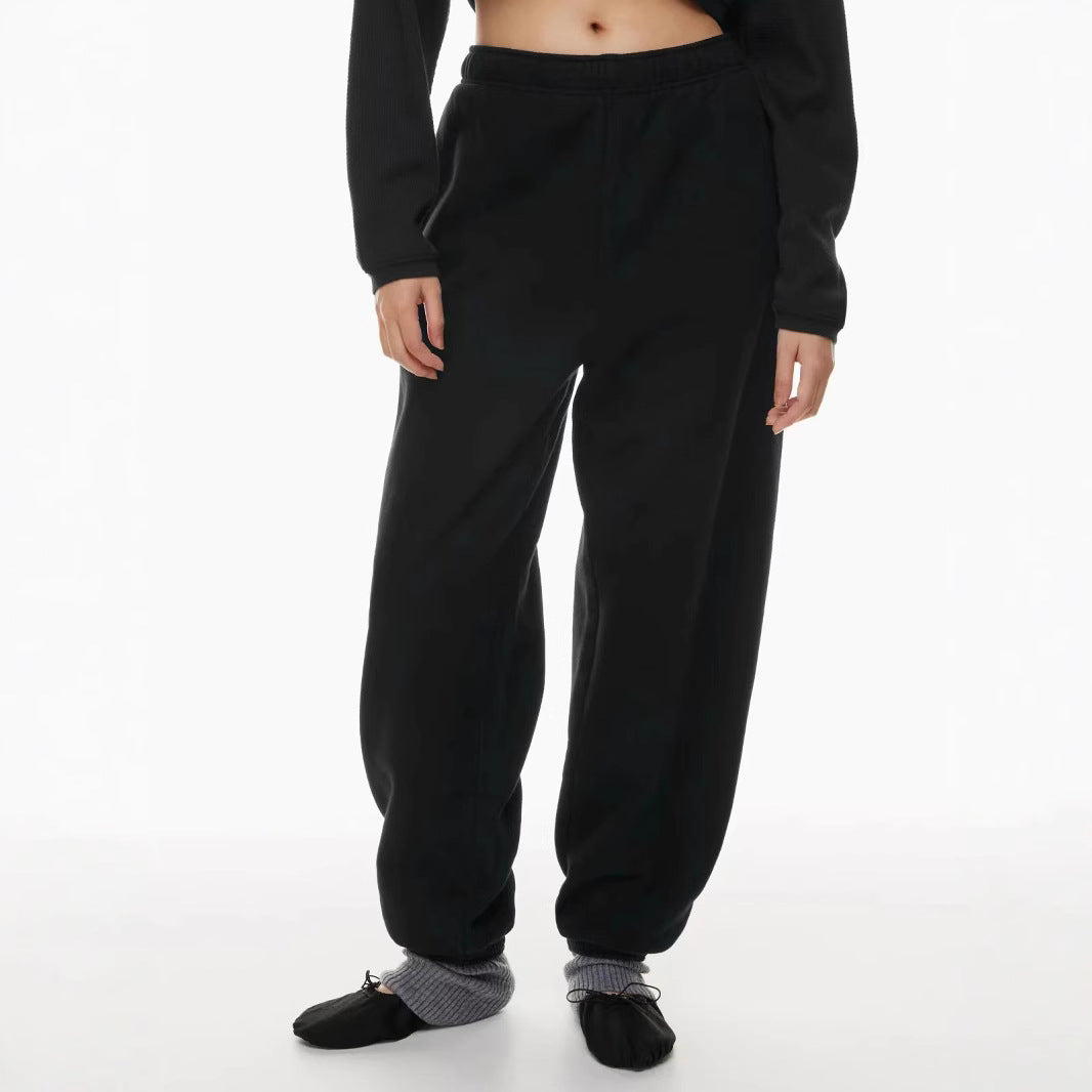 Damen nan gebürstete Relax-Jogginghose mit extra weitem Bein und elastischem Rippabschluss Echo Archiv