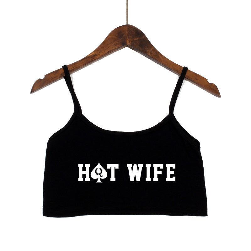 Damen Crop-Top mit modernen Schriftzügen und verstellbaren Trägern Echo Archiv
