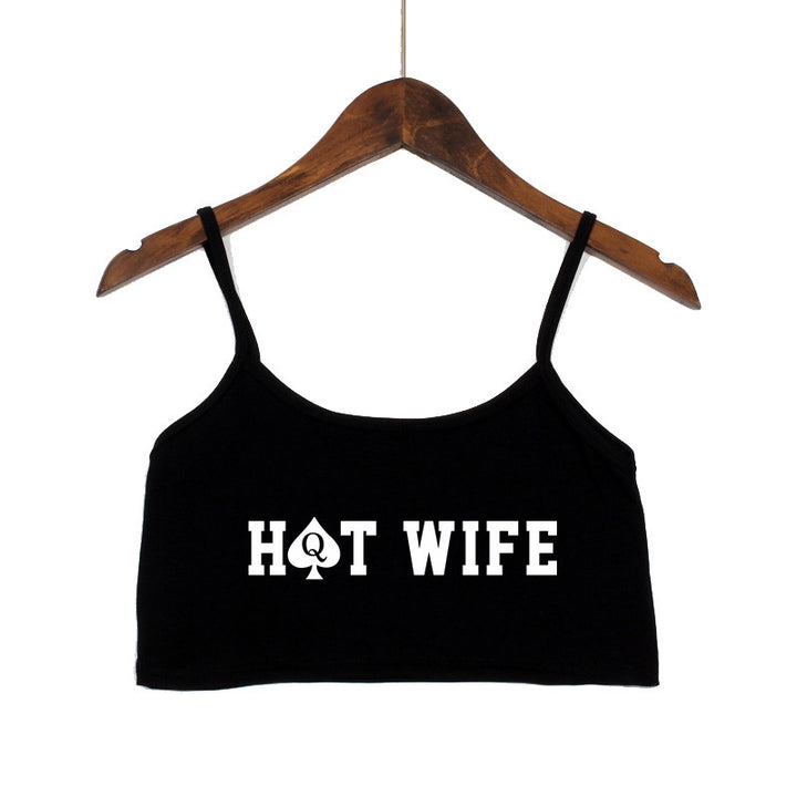 Damen Crop-Top mit modernen Schriftzügen und verstellbaren Trägern Echo Archiv