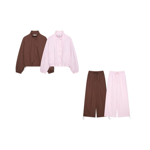 Damen Zweiteiliges Lounge-Set mit leichter Cropped-Jacke und weit geschnittener hochtaillierter Hose Echo Archiv