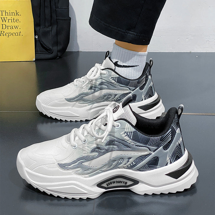 Unisex leichte Fashion-Plateau-Sneaker mit atmungsaktivem Mesh, dynamischem Wellenprint und gepolstertem Einstieg – Norré