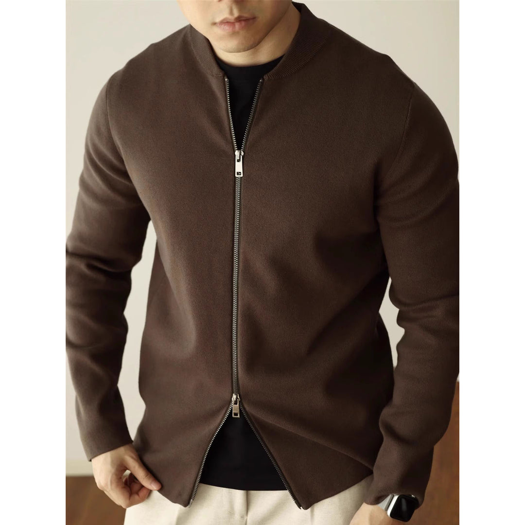 Herren Elegante Strickjacke mit durchgehendem Reißverschluss Echoarchiv