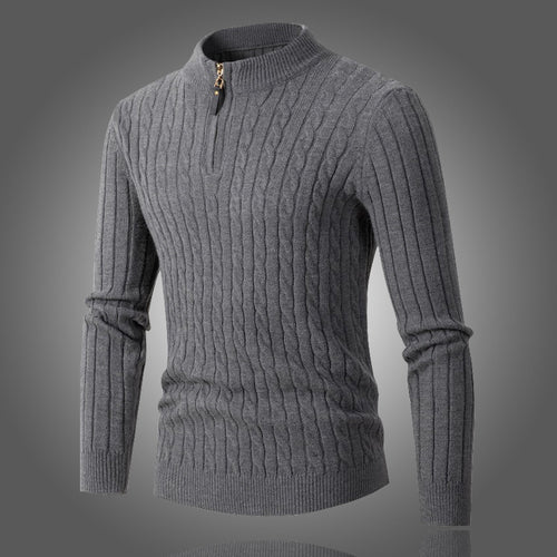 Herren Edler Rollkragenpullover mit modernem Zipper und Rippstruktur Echoarchiv