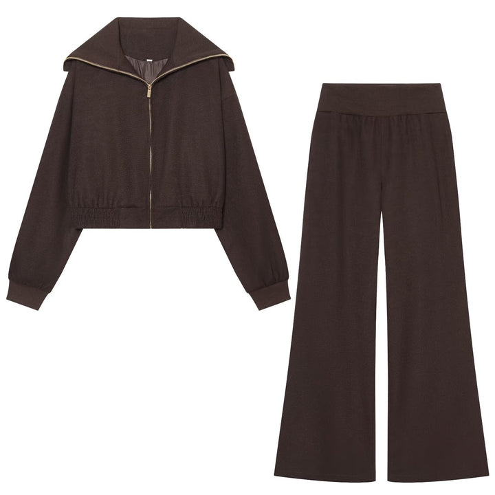 Damen Weite Jersey-Palazzohose mit hohem Rippbund und ausgestelltem Bein Echoarchiv