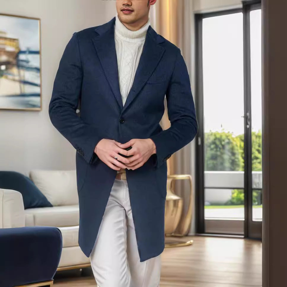 Herren eleganter Baumwolltrenchcoat mit edlen Taschen und modernem Schnitt Echoarchiv