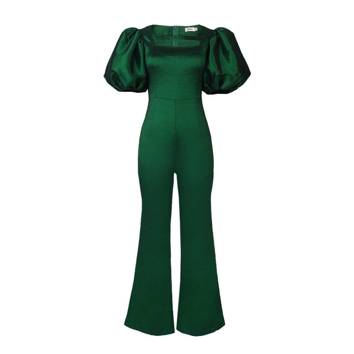 Damen eleganter Overall mit Puffärmeln und quadratischem Ausschnitt Echo Archiv