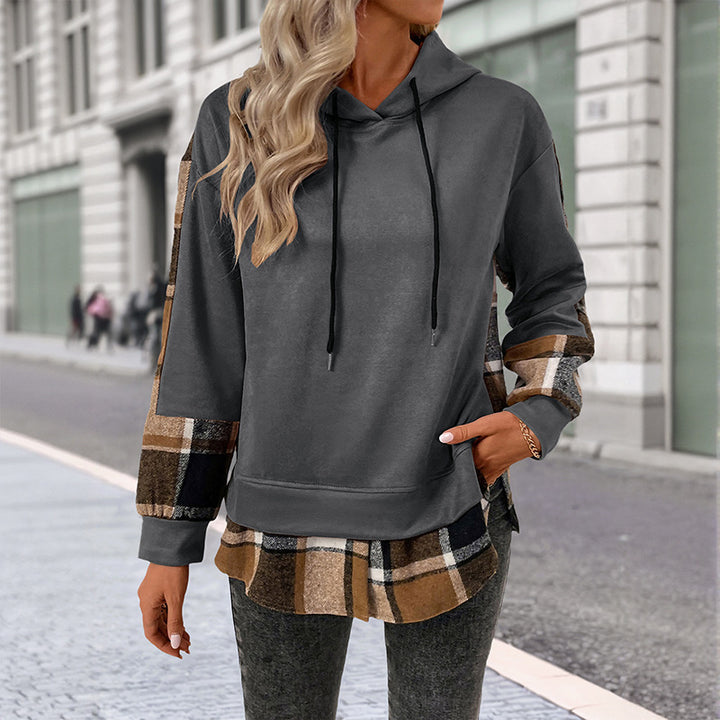 Damen Modische Kapuzenjacke mit Karomuster Echo Archiv