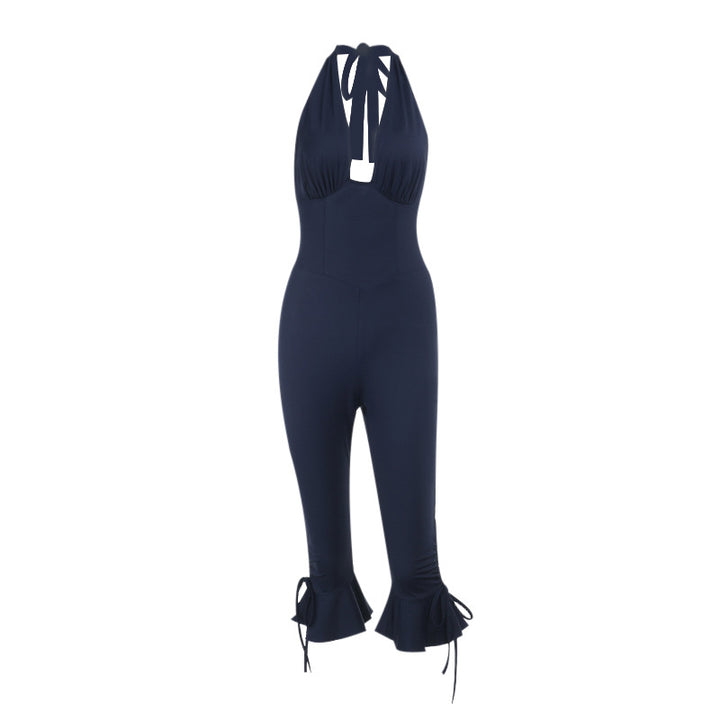 Damen Eleganter Jumpsuit mit hochgeschlossenem Design und Rüschendetails Echo Archiv