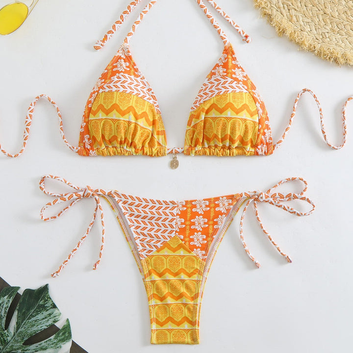 Damen Triangel-Bikini-Set mit verspieltem Blumenmuster Echoarchiv