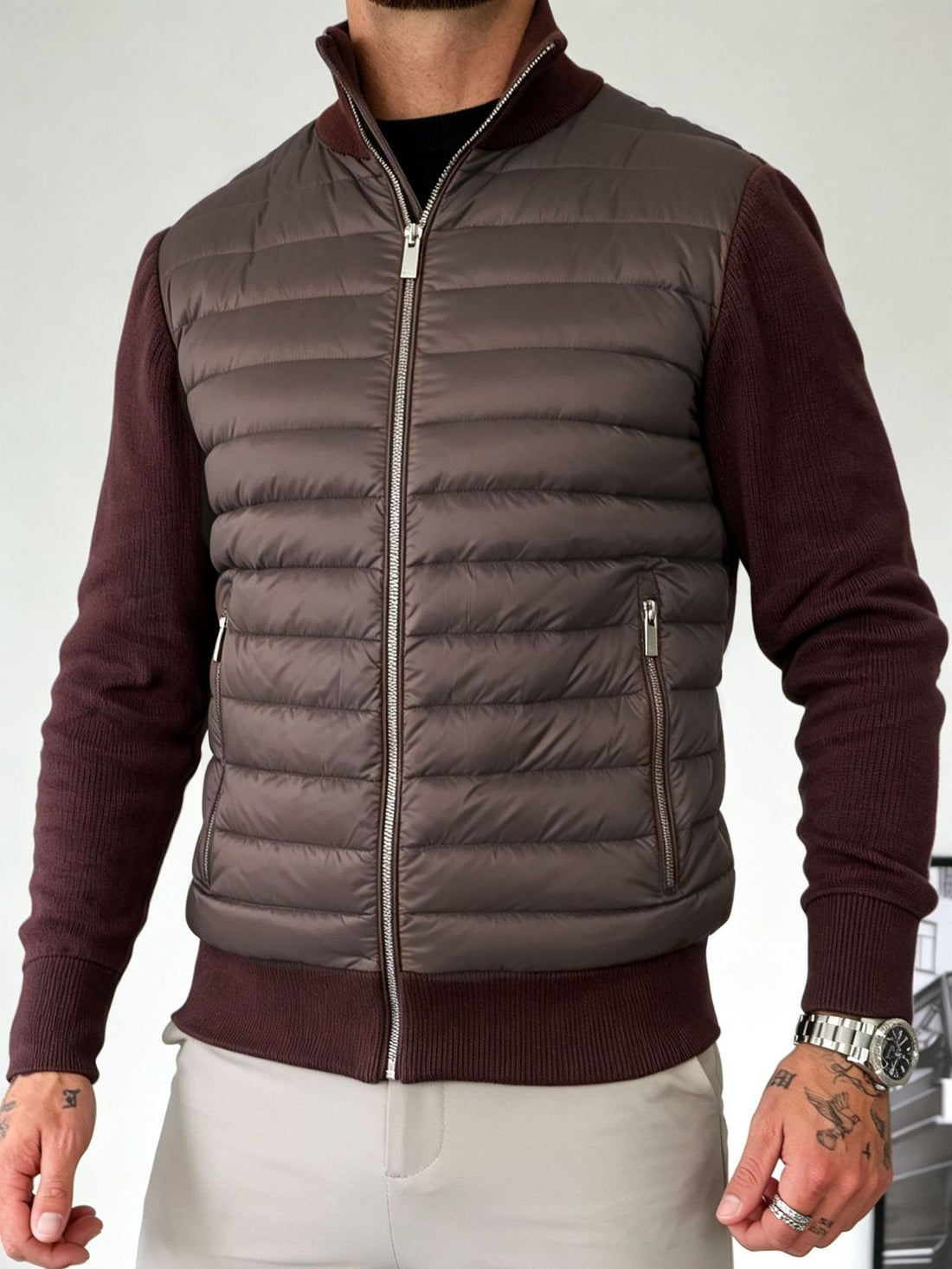 Herren Modische Steppjacke mit hohem Kragen – Taviero