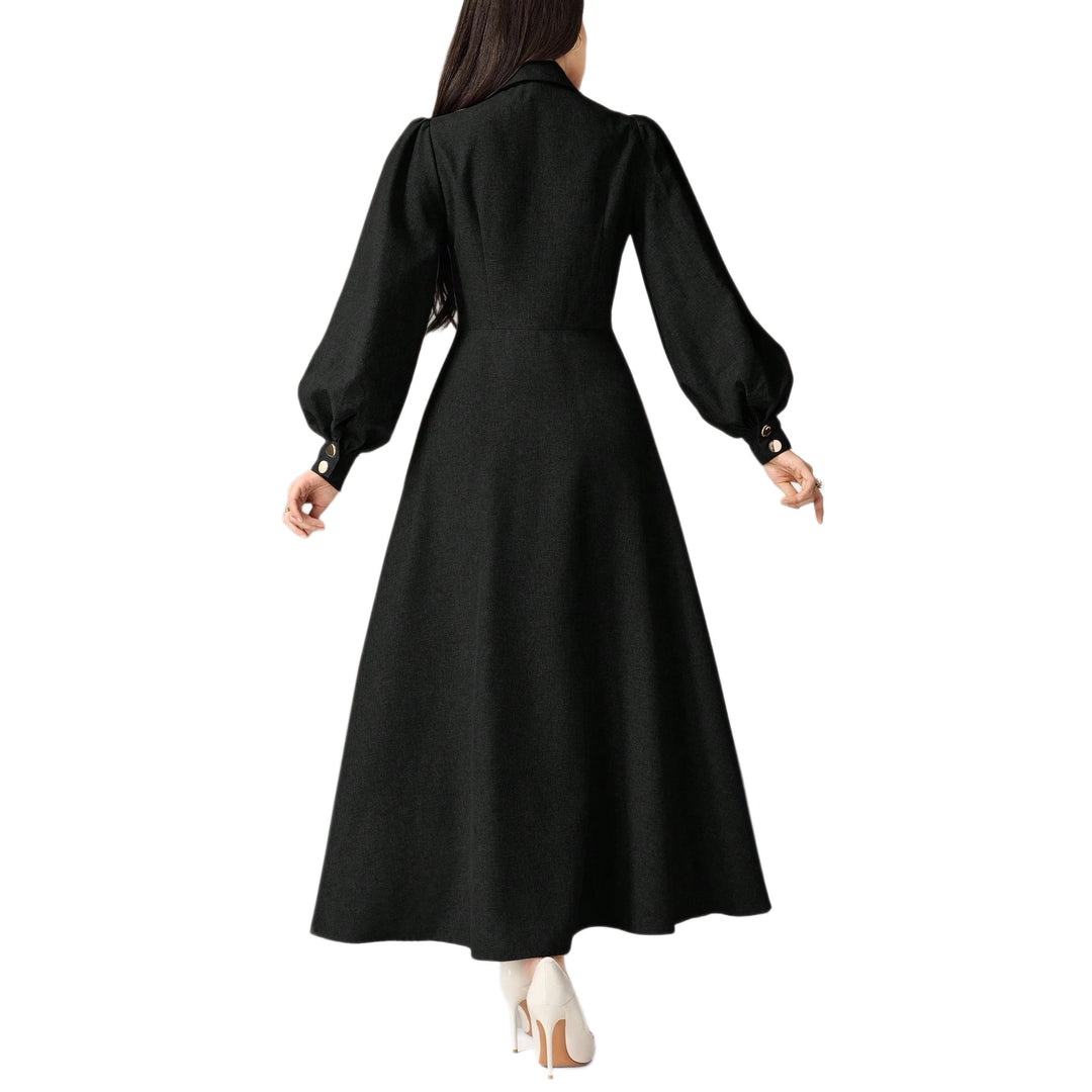 Damen Tailliertes Midikleid mit Ballonärmeln und Reverskragen Echoarchiv