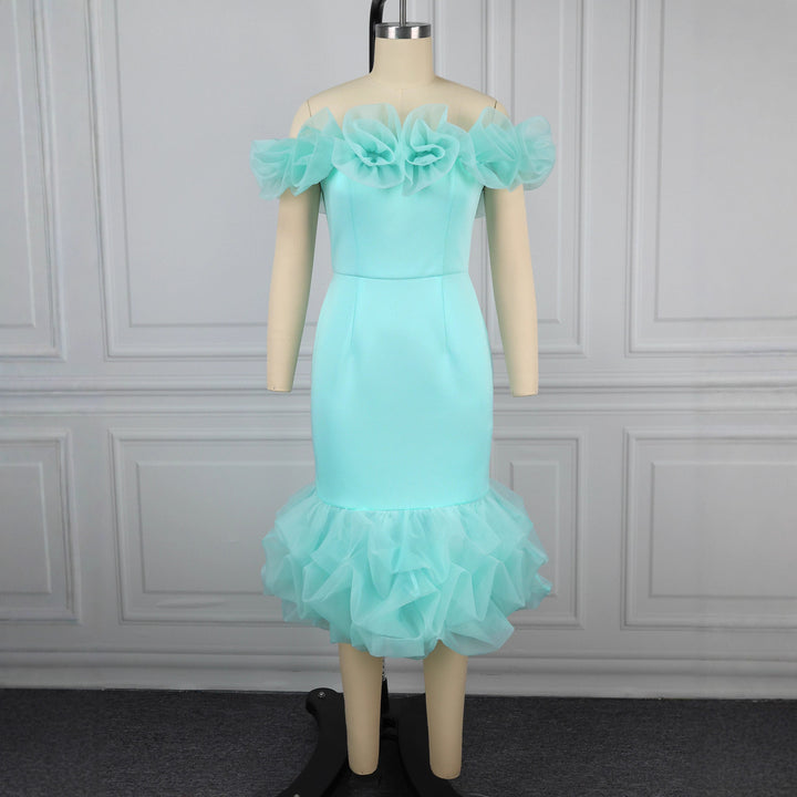 Damen Off-Shoulder Kleid mit voluminösen Rüschen Echo Archiv