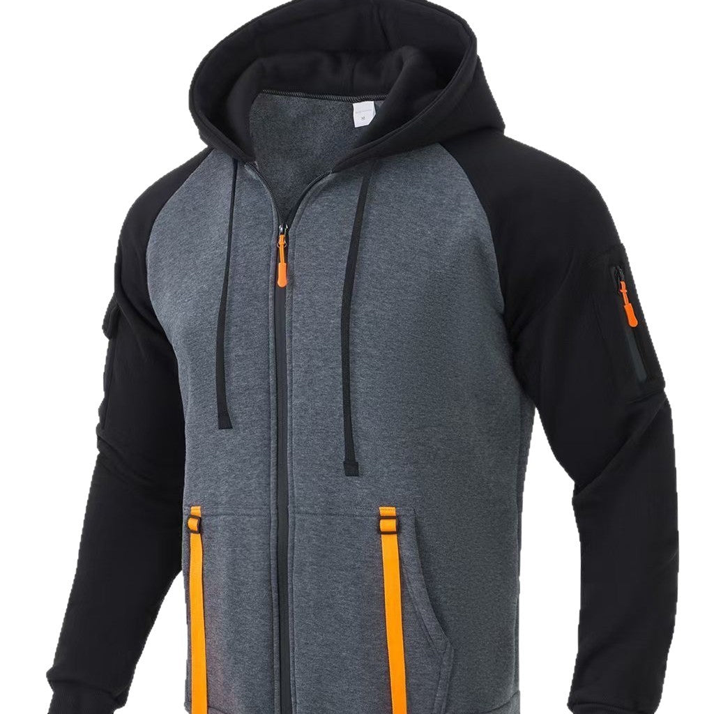 Herren modische Zip-Hoodiejacke mit funktionalen Taschen Echoarchiv