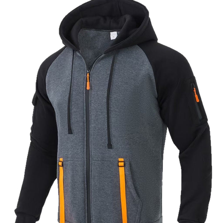 Herren modische Zip-Hoodiejacke mit funktionalen Taschen Echoarchiv