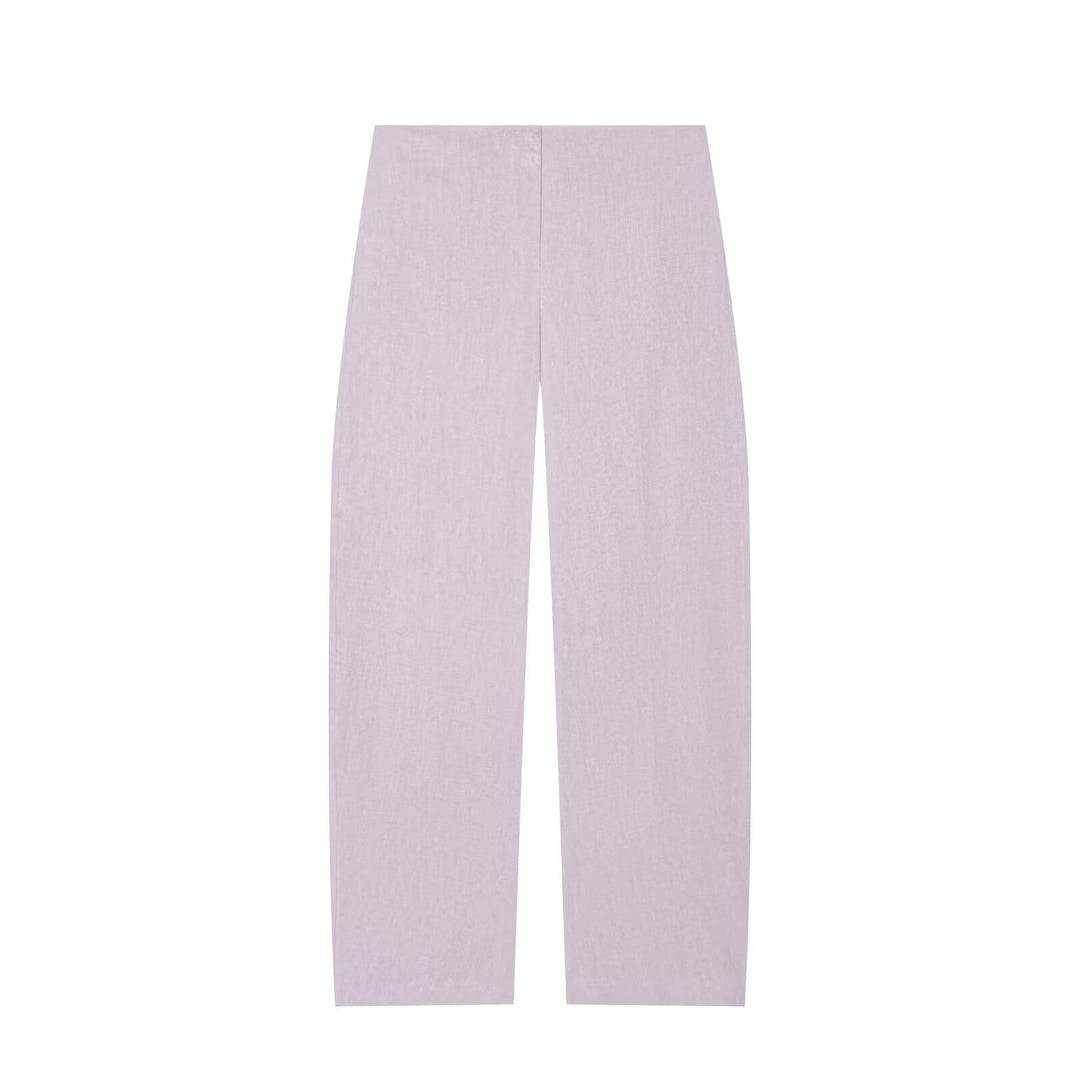 Damen Hochtaillierte weite Leinenhose mit geradem Bein und verdecktem Bund Echo Archiv