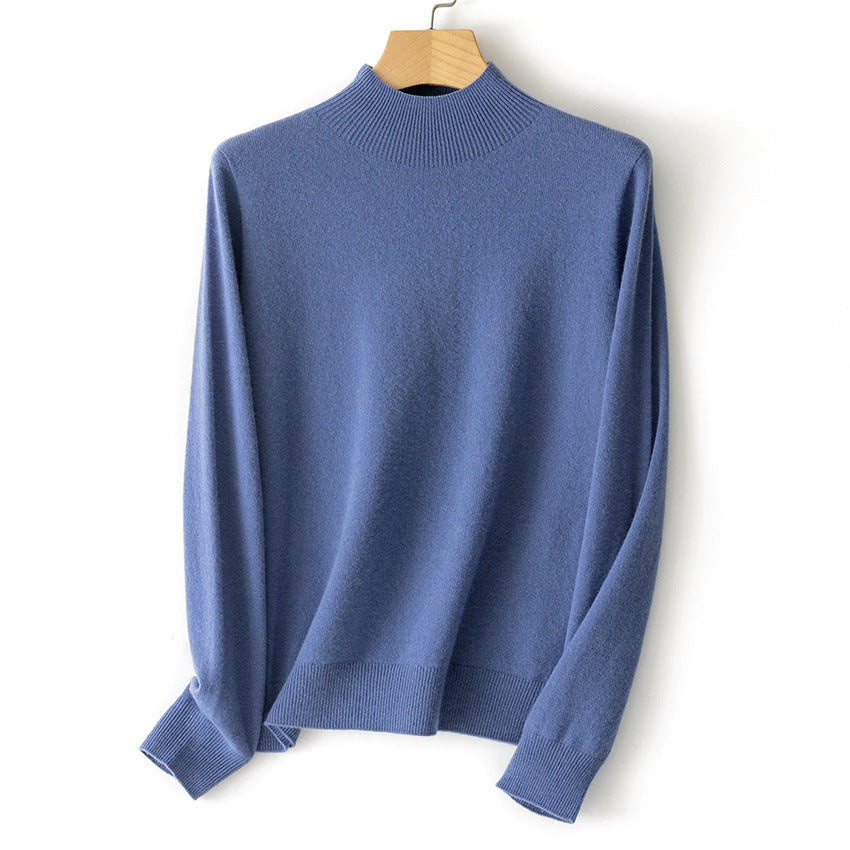 Damen Feiner Stehkragen-Pullover aus Kaschmir-Mix mit gerippten Abschlüssen Echoarchiv