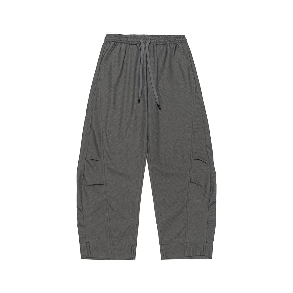 Herren Weite Cropped Cargohose mit Tunnelzug und Kniefalten Echoarchiv