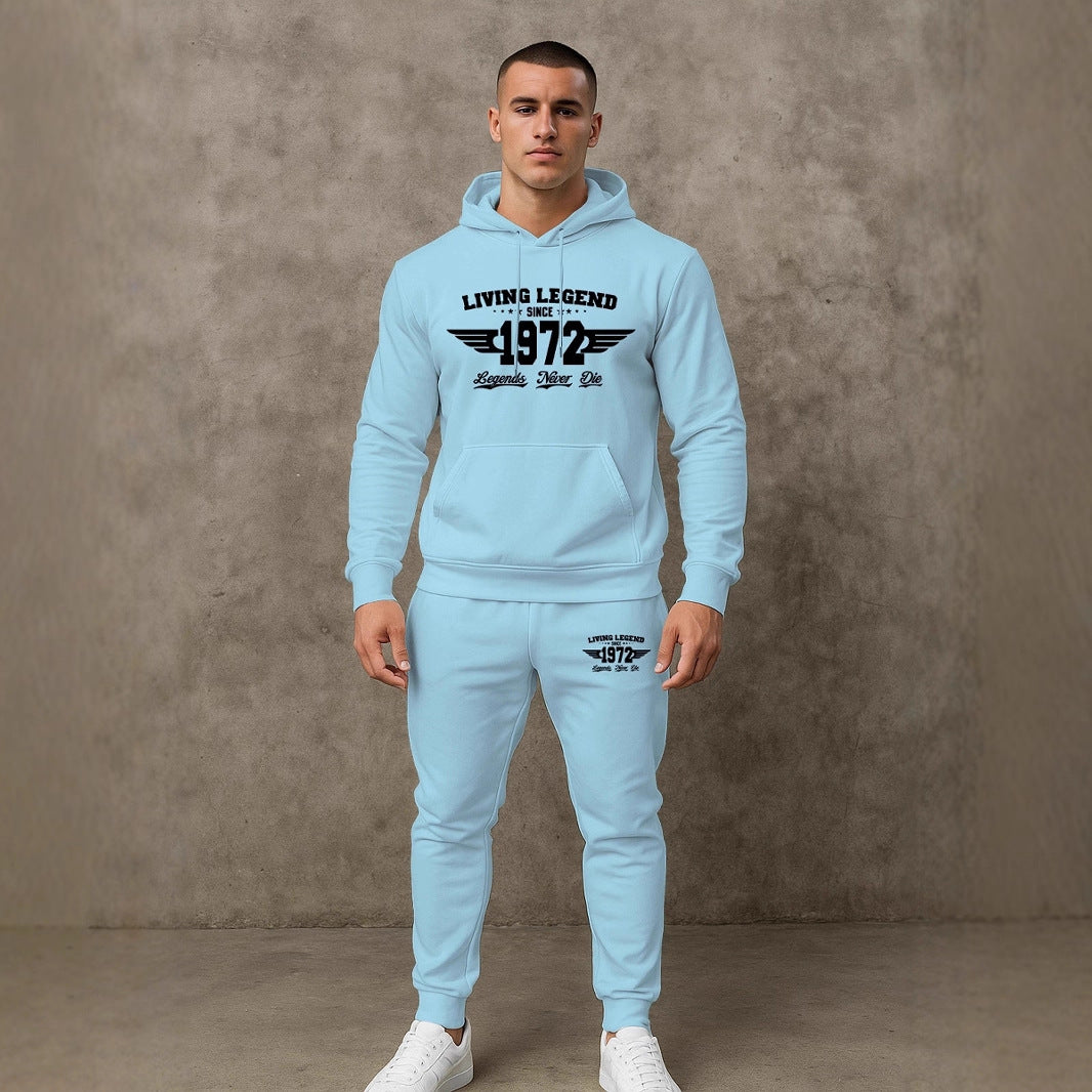 Herren Hoodie und Jogginghose Set mit modernem Druck Echoarchiv