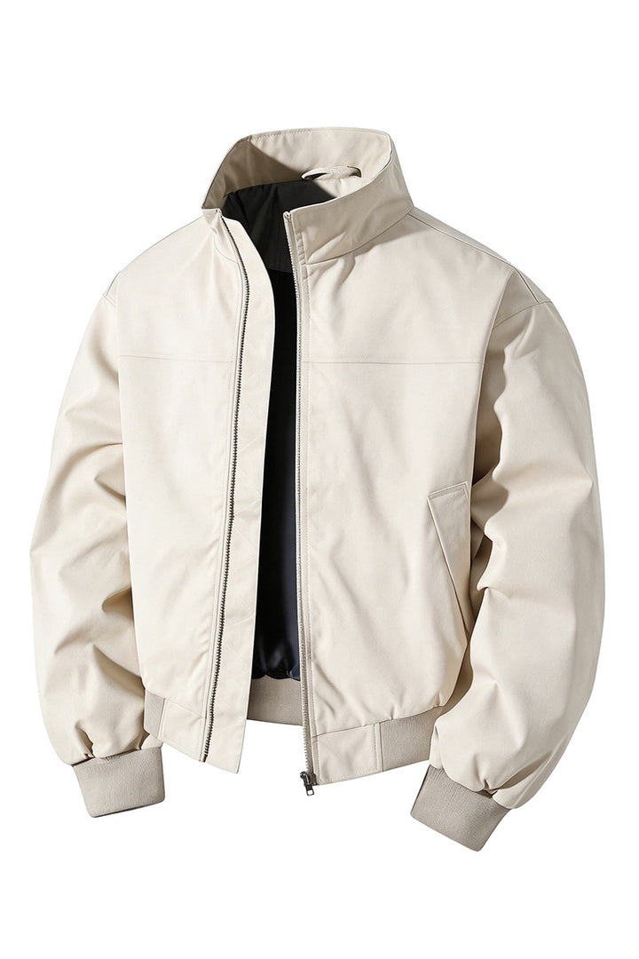 Herren kurz geschnittener Blouson mit Stehkragen und geripptem Saum – Taviero