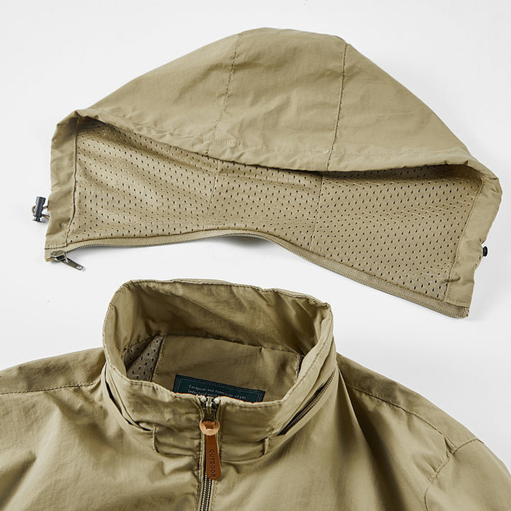 Unisex nan leichte wasserdichte Outdoorjacke mit Kapuze und wasserdichten Reißverschlusstaschen Echo Archiv