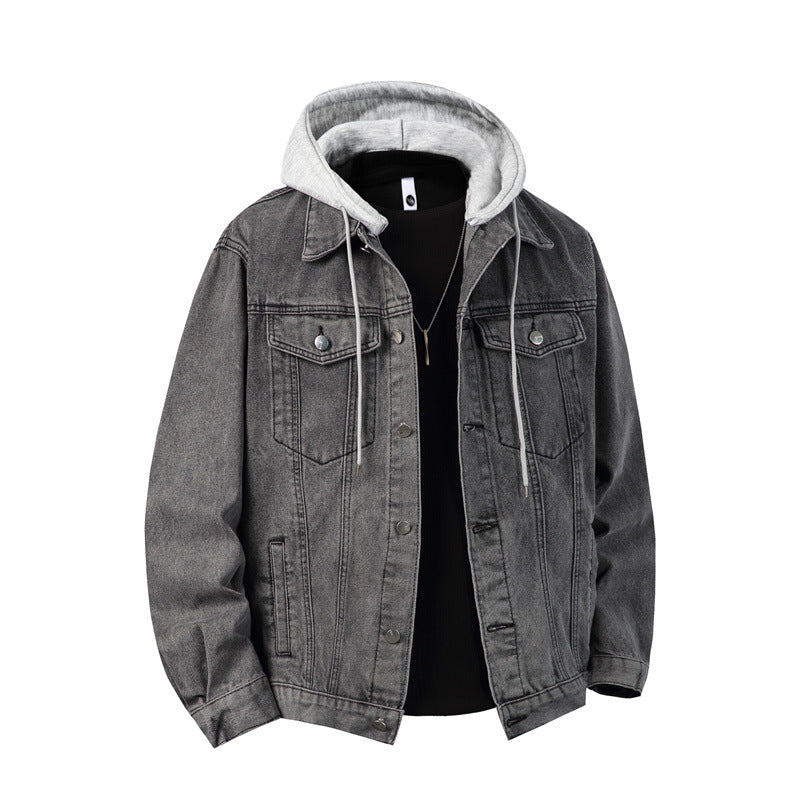 Herren nan Jeansjacke mit angenähter Kapuze Lagenlook robuste Baumwollmischung Echo Archiv