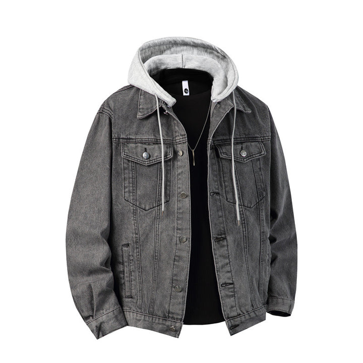 Herren nan Jeansjacke mit angenähter Kapuze Lagenlook robuste Baumwollmischung Echo Archiv