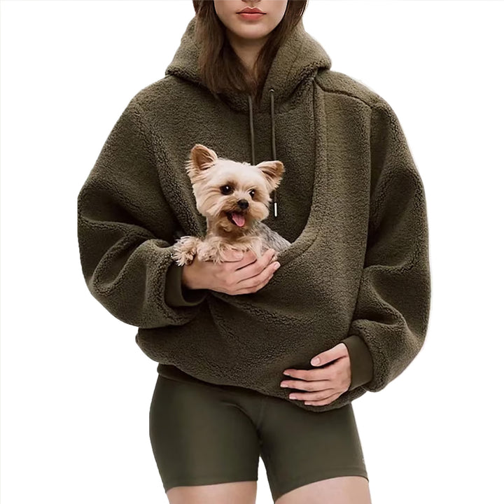 Damen nan Oversize Sherpa-Hoodie mit integriertem Haustiertaschen-Design Echo Archiv