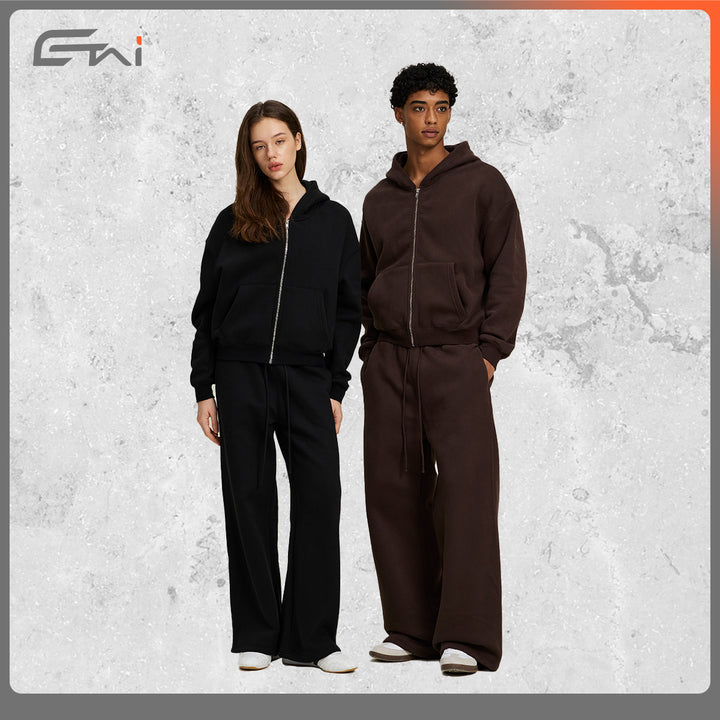Damen Zweiteiliges Lounge-Set mit Cropped Kapuzen-Zipjacke und weiter hochgeschnittener Sweathose Echo Archiv