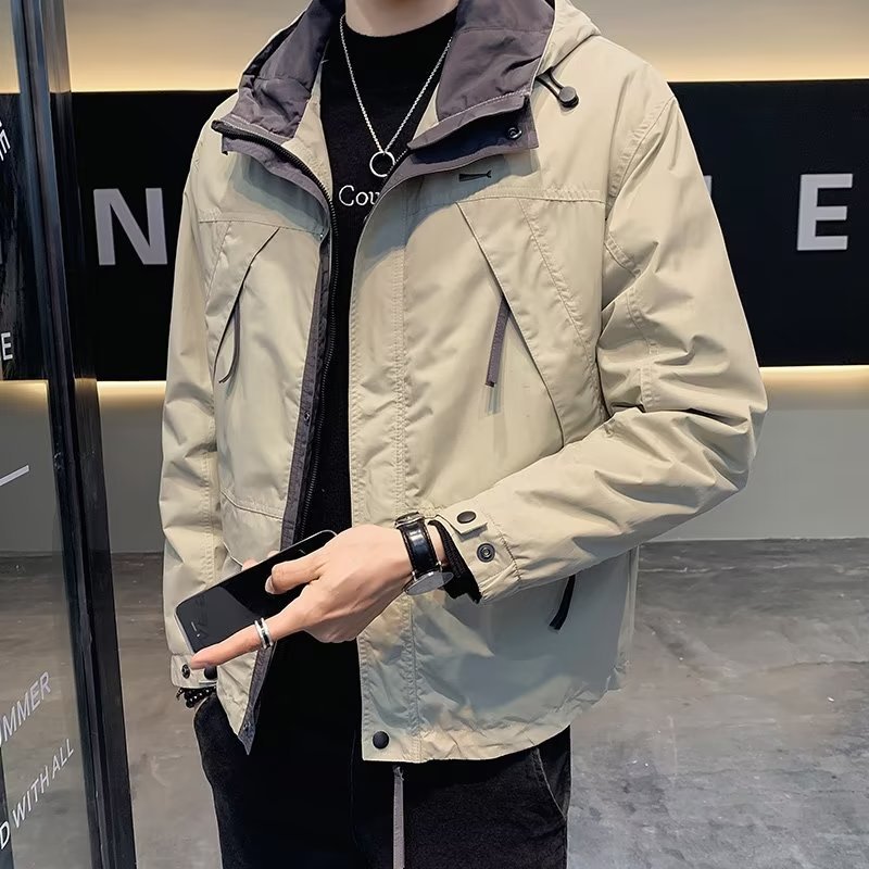 Herren Leichte Funktionsjacke mit Kapuze, wasserabweisender Mikro-Finish und Multifunktions-Taschen Echoarchiv