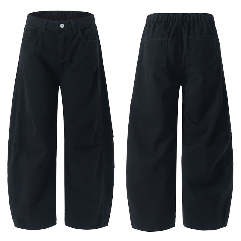 Damen Weite hochtaillierte Canvas-Hose mit elastischem Rückbund und Utility-Nähten Echo Archiv