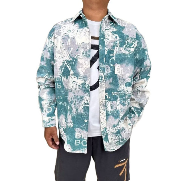 Herren modische Hemdjacke mit kreativen Druckmustern Echoarchiv