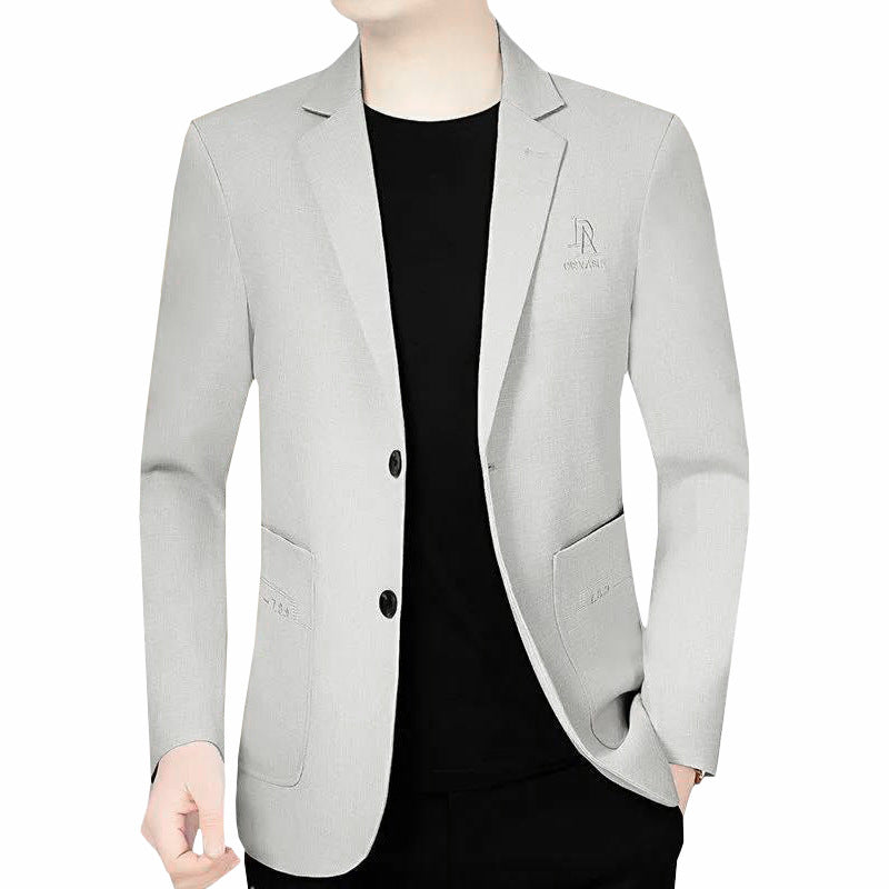 Herren Schmal geschnittenes Einreihiges City-Blazer mit strukturierter Wollmischung – Tianoro