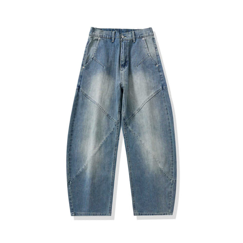 Damen Hochtaillierte Relaxed-Fit Jeanshose mit dekorativen Teilungsnähten und großzügigen Eingrifftaschen Echoarchiv