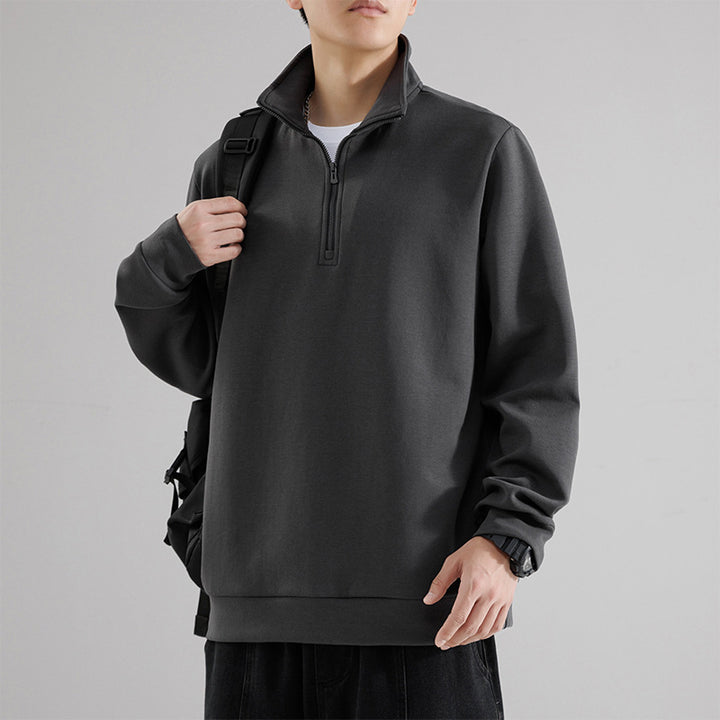 Herren Oversized-Halbzip-Sweatshirt mit hohem Stehkragen, schwerer French-Terry und minimalistischem Design Echo Archiv