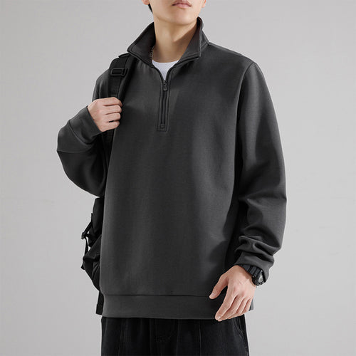 Herren Oversized-Halbzip-Sweatshirt mit hohem Stehkragen, schwerer French-Terry und minimalistischem Design Echo Archiv