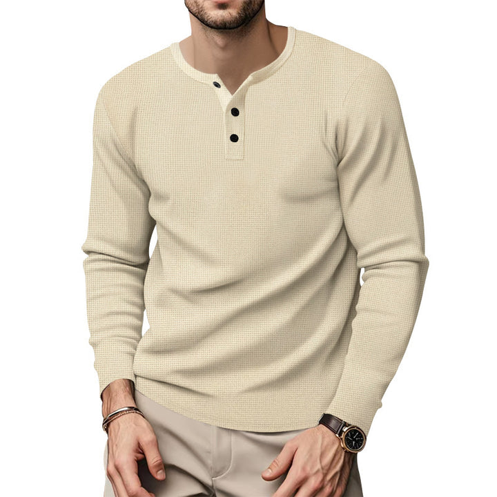 Herren Langarm-Hemden mit Knopfleiste und strukturiertem Stoff Echoarchiv