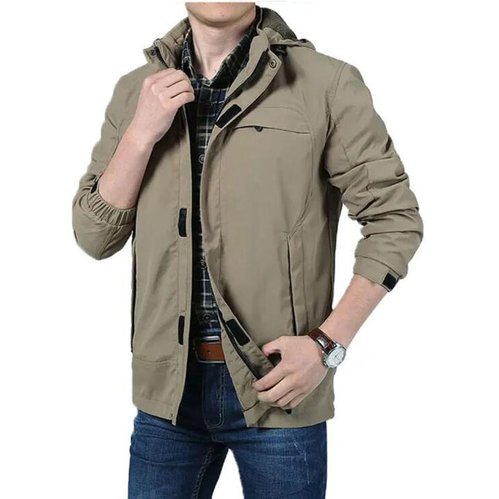 Herren Leichte Utility-Feldjacke mit Kapuze, Reißverschluss und Multifunktionstaschen Echoarchiv