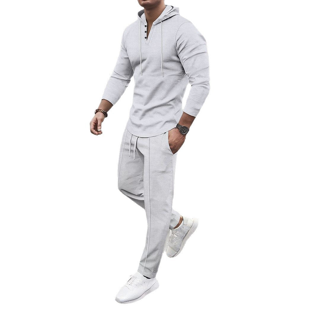 Herren Sportliches Zweiteiler Set mit atmungsaktivem Kapuzenoberteil und schlanker Jogginghose Echoarchiv